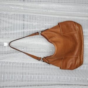 Vintage Fossil Cognac Brown Leather Vintage Leather Hobo Shoulder Bag